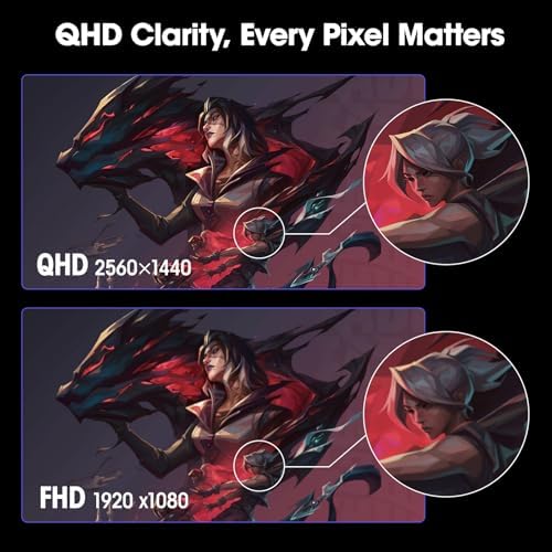 KOORUI 27 Inch QHD Gaming Monitor  200Hz Monitor  1ms  Fast IPS  HDR400  95  DCI P3 Color Gamut  Height/Pivot/Tilt Adjustability  Adaptive Sync Technology  HDMI & DP Ports  2K Display  Black G2722P