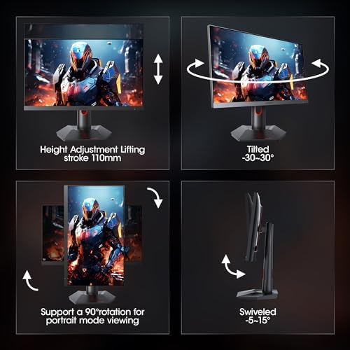 KOORUI 27 Inch QHD Gaming Monitor  200Hz Monitor  1ms  Fast IPS  HDR400  95  DCI P3 Color Gamut  Height/Pivot/Tilt Adjustability  Adaptive Sync Technology  HDMI & DP Ports  2K Display  Black G2722P