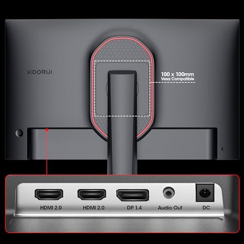 KOORUI 27 Inch QHD Gaming Monitor  200Hz Monitor  1ms  Fast IPS  HDR400  95  DCI P3 Color Gamut  Height/Pivot/Tilt Adjustability  Adaptive Sync Technology  HDMI & DP Ports  2K Display  Black G2722P