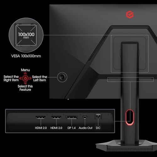 KOORUI 27 Inch QHD Gaming Monitor  200Hz Monitor  1ms  Fast IPS  HDR400  95  DCI P3 Color Gamut  Height/Pivot/Tilt Adjustability  Adaptive Sync Technology  HDMI & DP Ports  2K Display  Black G2722P