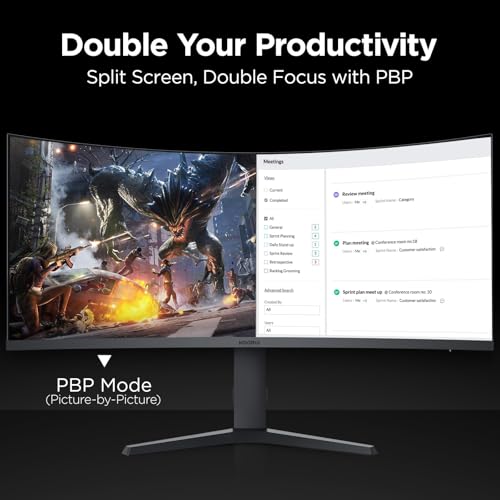 KOORUI 34 inch Curved Ultrawide WQHD 3440 1440 Gaming Monitor  165Hz 1000R  PIP/PBP  1ms MPRT   HDR400  DCI P3 95   FreeSync Premium  1 x DP 1 4 & 2 x HDMI 2 0  Tilt Height Swivel Adjustment  34E6UC