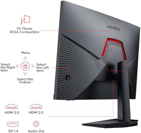 KOORUI 34 inch Curved Ultrawide WQHD 3440 1440 Gaming Monitor  180Hz 1000R  PIP/PBP  1ms MPRT   HDR400  DCI P3 95   FreeSync Premium  1 x DP 1 4 & 2 x HDMI 2 0  Tilt Height Swivel Adjustment  34E6UC