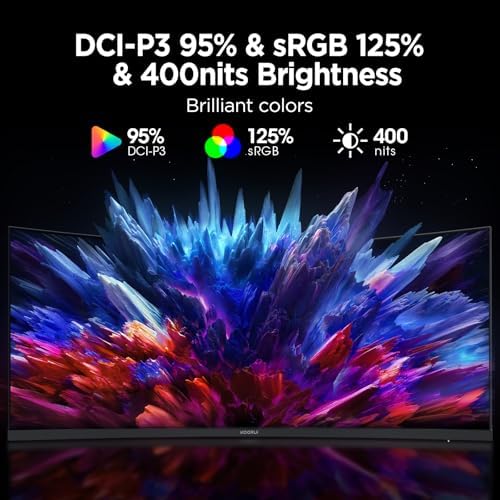 KOORUI 34 inch Curved Ultrawide WQHD 3440 1440 Gaming Monitor  180Hz 1000R  PIP/PBP  1ms MPRT   HDR400  DCI P3 95   FreeSync Premium  1 x DP 1 4 & 2 x HDMI 2 0  Tilt Height Swivel Adjustment  34E6UC