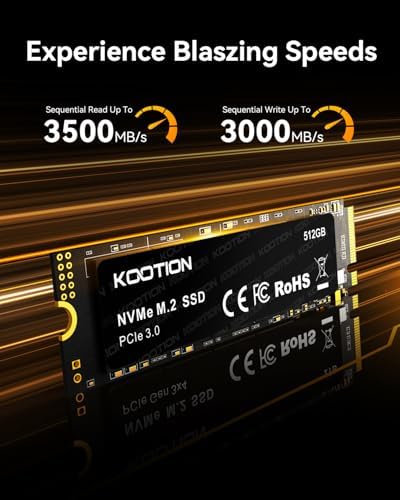 KOOTION 512GB PCIe 3 0 M 2 Internal Solid State Drive PCle 3 0x4 SSD NVMe M 2 2280 Internal SSD Up to 3500MB/s PCIe Gen 3 NVMe SSD Less Heat Large Storage M 2 Internal Solid State Hard Drive for PC