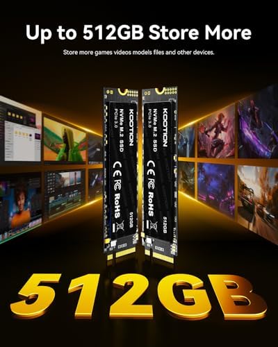 KOOTION 512GB PCIe 3 0 M 2 Internal Solid State Drive PCle 3 0x4 SSD NVMe M 2 2280 Internal SSD Up to 3500MB/s PCIe Gen 3 NVMe SSD Less Heat Large Storage M 2 Internal Solid State Hard Drive for PC