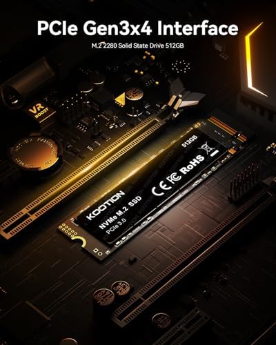 KOOTION 512GB PCIe 3 0 M 2 Internal Solid State Drive PCle 3 0x4 SSD NVMe M 2 2280 Internal SSD Up to 3500MB/s PCIe Gen 3 NVMe SSD Less Heat Large Storage M 2 Internal Solid State Hard Drive for PC