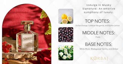 KORBAJ PARFUMS Emir   Arabian Perfume for Women  Eau de Parfum Men with with Sicilian Orange  Calabrian Bergamot   White Musk  Vanilla  Amber and Fruity Notes100ml