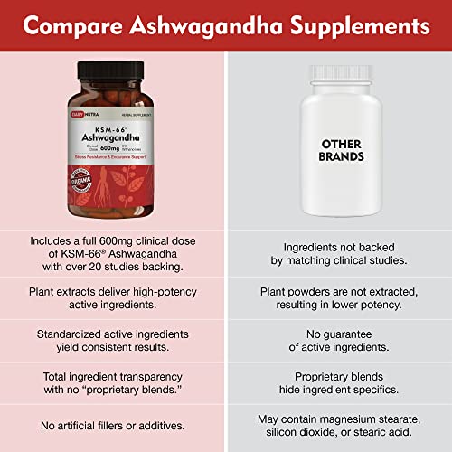 KSM 66 Ashwagandha 600mg Organic Root Extract   High Potency Supplement with 5  Withanolides   Supports Relaxation  Focus  & Energy  270 Capsules