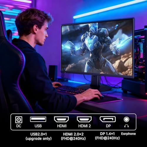 KTC 24 5 Inch 240Hz Gaming Monitor  FHD 1080p Fast IPS Computer Monitor  1ms with Adaptive Sync  HDR400  HDMI x2  DPx1  VESA Mount  Tilt/Pivot/Height Adjustment  H25T7 3