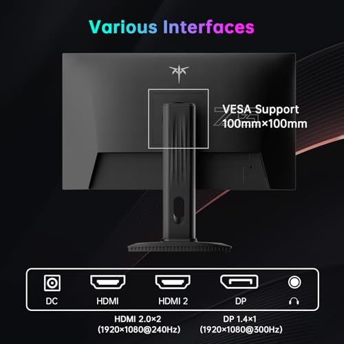 KTC 24 5 Inch 300Hz Gaming Monitor  FHD 1080P 240Hz Fast IPS Monitor  HDR  FreeSync  DisplayPort x1 HDMI x2  119  sRGB  Height/Pivot/Tilt Adjustment  VESA Support  H25Y7