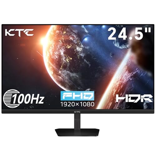 KTC Monitor de computadora FHD 100Hz IPS de 24.5 pulgadas, monitor de juegos de PC 1080P, sincronización adaptativa, luz azul baja, HDR, montaje VESA con HDMI VGA para oficina en casa, H25B7