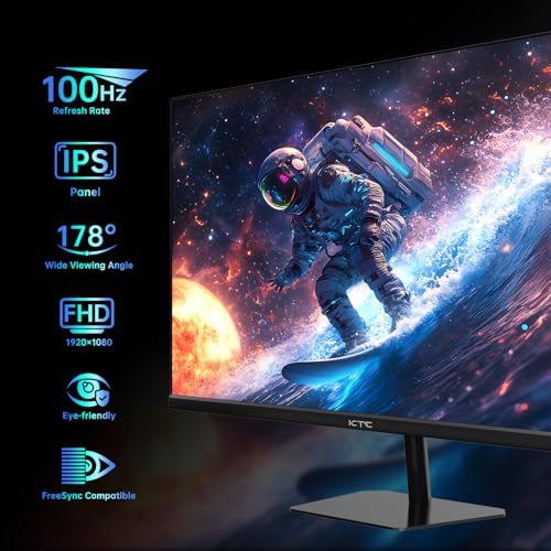 KTC Monitor de computadora FHD 100Hz IPS de 24.5 pulgadas, monitor de juegos de PC 1080P, sincronización adaptativa, luz azul baja, HDR, montaje VESA con HDMI VGA para oficina en casa, H25B7