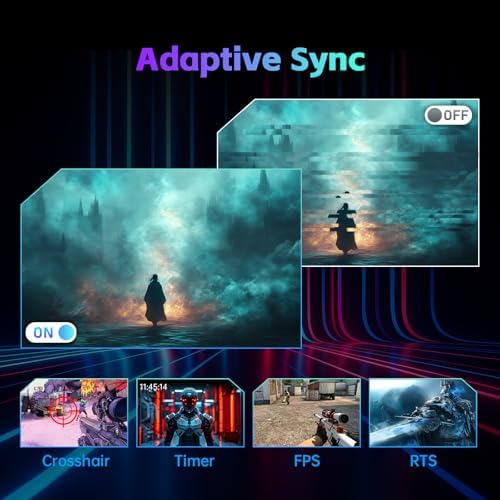 KTC Monitor de computadora de 24 pulgadas, monitor de juegos de oficina FHD 144Hz, IPS, sincronización adaptativa, puerto HDMI y DP, relación de contraste 1500:1, filtro de luz azul, inclinación