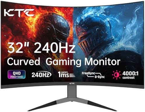 KTC Monitor de computadora de 24 pulgadas, monitor de juegos de oficina FHD 144Hz, IPS, sincronización adaptativa, puerto HDMI y DP, relación de contraste 1500:1, filtro de luz azul, inclinación
