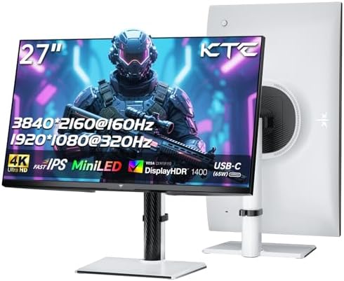 KTC Monitor de computadora de 24 pulgadas, monitor de juegos de oficina FHD 144Hz, IPS, sincronización adaptativa, puerto HDMI y DP, relación de contraste 1500:1, filtro de luz azul, inclinación