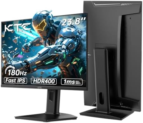 KTC Monitor de computadora de 24 pulgadas, monitor de juegos de oficina FHD 144Hz, IPS, sincronización adaptativa, puerto HDMI y DP, relación de contraste 1500:1, filtro de luz azul, inclinación