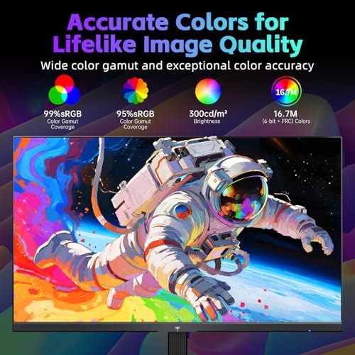 KTC Monitor de computadora de 24 pulgadas, monitor de juegos de oficina FHD 144Hz, IPS, sincronización adaptativa, puerto HDMI y DP, relación de contraste 1500:1, filtro de luz azul, inclinación