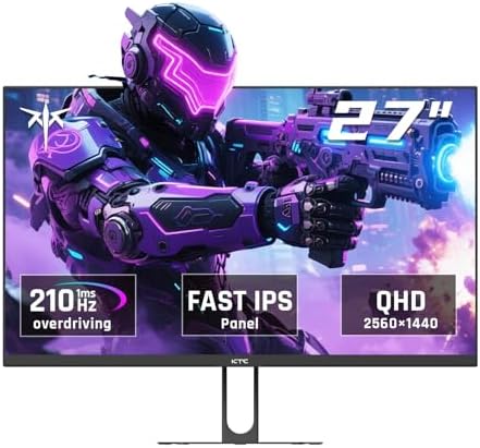 KTC Monitor de computadora de 24 pulgadas, monitor de juegos de oficina FHD 144Hz, IPS, sincronización adaptativa, puerto HDMI y DP, relación de contraste 1500:1, filtro de luz azul, inclinación