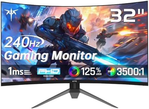 KTC Monitor de computadora de 24 pulgadas, monitor de juegos de oficina FHD 144Hz, IPS, sincronización adaptativa, puerto HDMI y DP, relación de contraste 1500:1, filtro de luz azul, inclinación