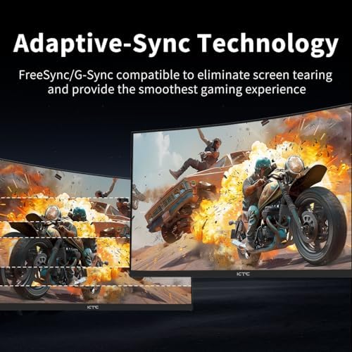 KTC 24 Inch Curved Gaming Monitor  180Hz FHD 1080P Frameless Computer Monitor  Freesync/G Sync Support  99  sRGB  3000 1 Contrast  HDMI  DisplayPort  Wall Mountable/Tilt Adjustable  H24S17
