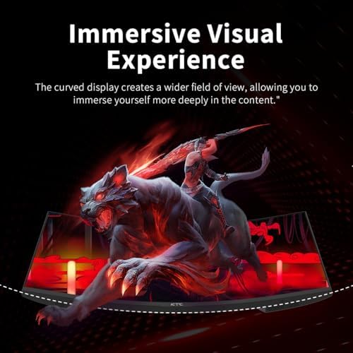 KTC 24 Inch Curved Gaming Monitor  180Hz FHD 1080P Frameless Computer Monitor  Freesync/G Sync Support  99  sRGB  3000 1 Contrast  HDMI  DisplayPort  Wall Mountable/Tilt Adjustable  H24S17