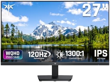KTC 27 Inch Computer Monitor   QHD  2560 x 1440  Display  Up to 120Hz Monitor  IPS Panel  123  sRGB  HDMI 2 0 x 2 & DP 1 4 x1  Adaptive Sync  Eye Friendly Screen PC Monitors for Work Gaming  H27D9