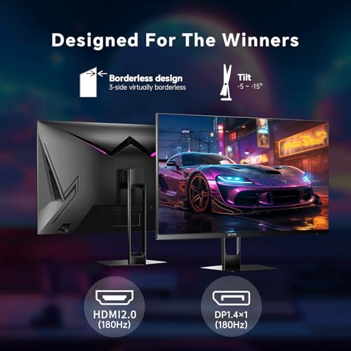 KTC 27 Inch Gaming Monitor 180Hz  Full HD 1920x1080 Fast IPS Computer Monitor  DP 1 4 & HDMI 2 1 Ports 1Ms FreeSync Frameless PC Gamer Monitor  HDR  VESA Mount  H27F22