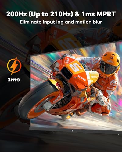 KTC Monitor de juegos de 27 pulgadas 200Hz, monitor 1440P con altavoces, monitores de computadora de hasta 210 Hz, IPS rápido 1 ms, 131% sRGB, sincronización adaptativa, ajuste de inclinación/giro