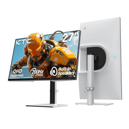KTC 27 Inch Gaming Monitor 200Hz  1440P Monitor with Speakers  Up to 210Hz Computer Monitors Fast IPS 1ms  131  sRGB  Adaptive Sync  Tilt/Swivel/Pivot/Height Adjustment  HDMI DisplayPort  White H27T6