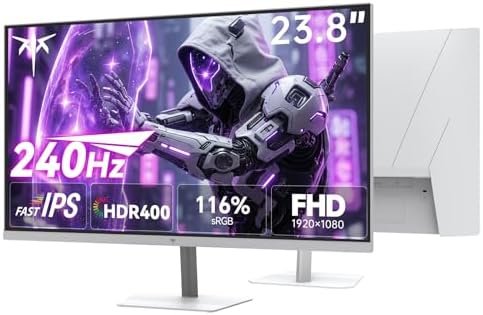 KTC 27 Inch Gaming Monitor 200Hz  1440P Monitor with Speakers  Up to 210Hz Computer Monitors Fast IPS 1ms  131  sRGB  Adaptive Sync  Tilt/Swivel/Pivot/Height Adjustment  HDMI DisplayPort  White H27T6