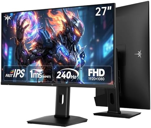 KTC 27 Inch Gaming Monitor 200Hz  1440P Monitor with Speakers  Up to 210Hz Computer Monitors Fast IPS 1ms  131  sRGB  Adaptive Sync  Tilt/Swivel/Pivot/Height Adjustment  HDMI DisplayPort  White H27T6