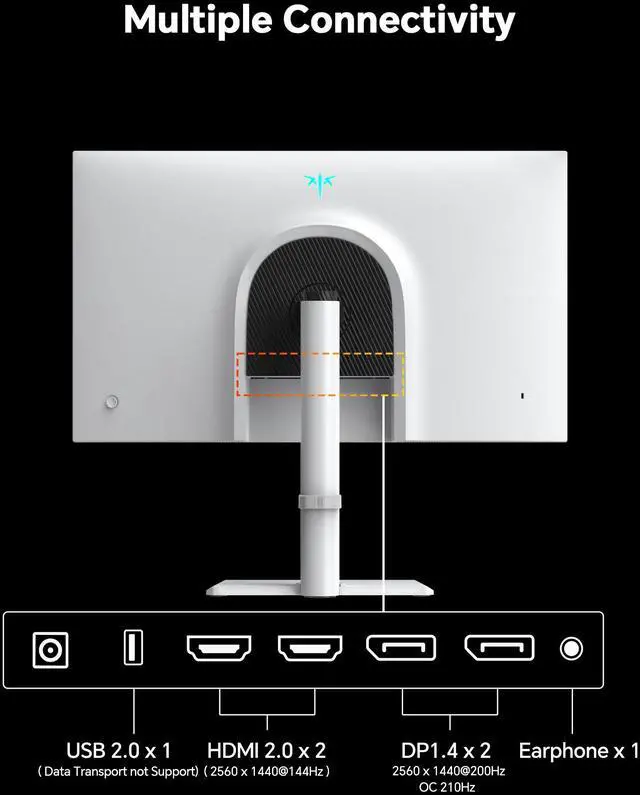 KTC 27 Inch Gaming Monitor 200Hz  1440P Monitor with Speakers  Up to 210Hz Computer Monitors Fast IPS 1ms  131  sRGB  Adaptive Sync  Tilt/Swivel/Pivot/Height Adjustment  HDMI DisplayPort  White H27T6
