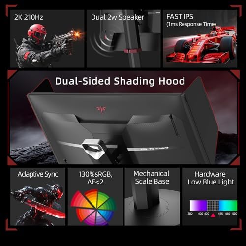 KTC Monitor OLED para juegos de 27 pulgadas, QHD 2560 x 1440, 240Hz, 0.03ms, Tipo-C 65W, altavoces integrados, G-SYNC y FreeSync, HDMI2.0, DisplayPort1.4, USB-C 3.0, G27P6