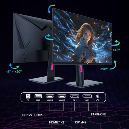 KTC Monitor OLED para juegos de 27 pulgadas, QHD 2560 x 1440, 240Hz, 0.03ms, Tipo-C 65W, altavoces integrados, G-SYNC y FreeSync, HDMI2.0, DisplayPort1.4, USB-C 3.0, G27P6