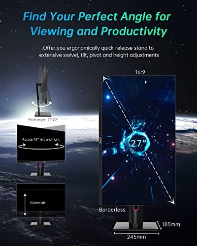 KTC Monitor OLED para juegos de 27 pulgadas, QHD 2560 x 1440, 240Hz, 0.03ms, Tipo-C 65W, altavoces integrados, G-SYNC y FreeSync, HDMI2.0, DisplayPort1.4, USB-C 3.0, G27P6