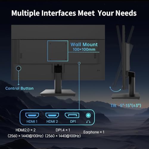 KTC 27 Inch QHD 2560   1440  100Hz Computer Monitor   IPS Panel  Anti Blue Light Screen  100  High Color Gamut  123  sRGB  Support FreeSync and GSync  PC Monitor for Casual Gaming and Working