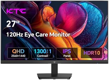 KTC 27 Inch QHD Computer Monitor  2K 100Hz IPS Gaming Monitor  1440P Frameless Eye Care PC Office Monitor with HDMI/DP  FreeSync & G Sync  HDR10  VESA  Tilt Adjustable