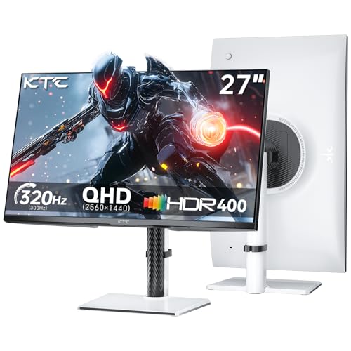 KTC 27 Inch White Gaming Monitor 300Hz/320Hz  QHD 1440P Fast IPS Computer Monitor with Adaptive FreeSync  HDR400  Height/Pivot/Swivel/Tilt Adjustable  DP&HDMI  H27E6