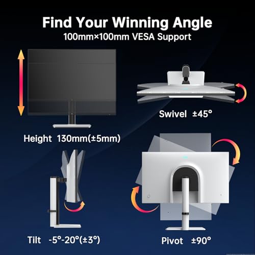 KTC 27 Inch White Gaming Monitor 300Hz/320Hz QHD 1440P Fast IPS Computer Monitor with Adaptive FreeSync HDR400 Height/Pivot/Swivel/Tilt Adjustable DP&HDMI H27E6