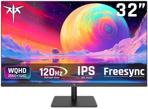 KTC 32 Inch 2K 120Hz Computer Monitor  IPS QHD 2560 x 1440p Monitor with Ultra Thin Bezels  HDR10  Adaptive Sync  HDMI/Display Ports  Tilt Adjustable  Eyecare  Ideal for Office and Casual Gaming