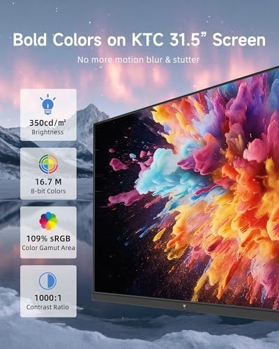 KTC 32 Inch 2K Computer Monitor  QHD  2560 x 1440  120Hz Monitor with IPS Panel  Adaptive Sync  HDR10  HDMI/DP  Tilt Adjustable  VESA Compatible  Eye Care PC Monitor for Office Gaming  White