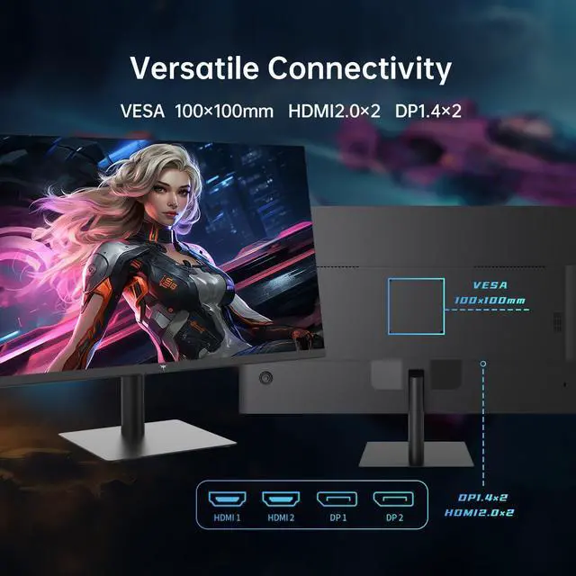 KTC 32 Inch 2K Computer Monitor 100Hz  Up to 120Hz   IPS 1440p Monitor  Ultra Thin Bezels  HDR10  Freesync/G sync  HDMI/DP  Tilt Adjustable  Eyecare  Ideal for Business  Office  Casual Gaming  H32T13