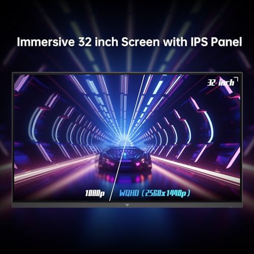 KTC Monitor 2K de 32 pulgadas, monitor de computadora IPS de 1440P, monitor de PC QHD sin marco de 100Hz 120Hz para oficina y juegos, cuidado de los ojos, G-Sync/FreeSync, 109% sRGB, HDR, HDMI/DP