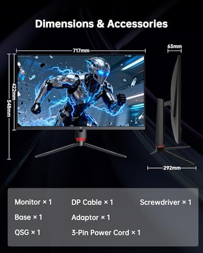KTC 32 Inch 4K Gaming Monitor  165Hz UHD  3840x2160P  Fast IPS Screen  1ms  MPRT   Adaptive Sync  3000 1 Contrast 121  sRGB HDMI 2 1 Display Port 1 4  Tilt/Height Adjustment  VESA Mount  H32P22P
