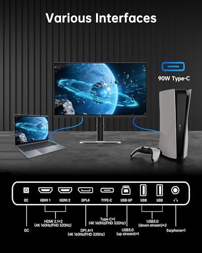KTC 32 Inch 4K Gaming Monitor  165Hz UHD  3840x2160P  Fast IPS Screen  1ms  MPRT   Adaptive Sync  3000 1 Contrast 121  sRGB HDMI 2 1 Display Port 1 4  Tilt/Height Adjustment  VESA Mount  H32P22P