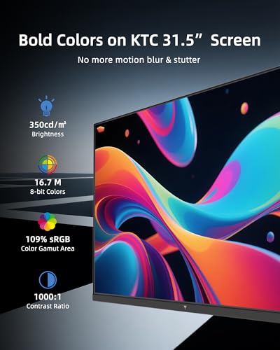 KTC 32 Inch Computer Monitor 2K   1440P IPS Monitor 120Hz  Adaptive Sync  109  sRGB  HDR10  Eye Care  HDMI Displayport  Tilt  VESA Compatible  100Hz PC Monitors for Home Office Gaming  White  H32D6