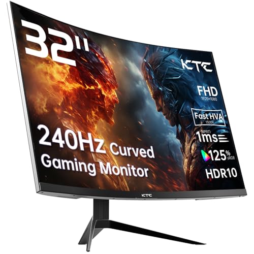 KTC 32 inch 240Hz Curved Gaming Monitor 1500R 1080P 125  sRGB 1ms  Freesync/G sync HDR10 HDMI/DP/USB Ports VESA Tilt Adjustable Xbox PS5 Switch Black