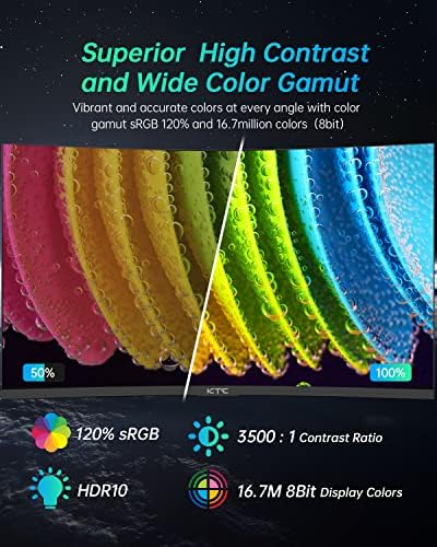 KTC 32 inch Curved Gaming Monitor  2K 180Hz 1440P PC Monitor  1500R Frameless  1ms  HDR  FreeSync Premium  DisplayPort/HDMI/USB  VESA Wall Mount  H32S17
