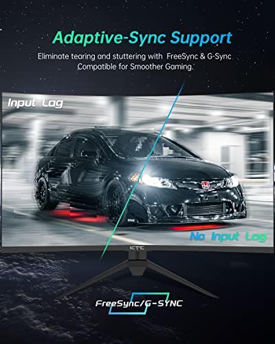 KTC 32 inch Curved Gaming Monitor  2K 180Hz 1440P PC Monitor  1500R Frameless  1ms  HDR  FreeSync Premium  DisplayPort/HDMI/USB  VESA Wall Mount  H32S17