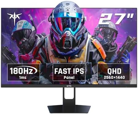KTC 32 inch Curved Gaming Monitor  2K 180Hz 1440P PC Monitor  1500R Frameless  1ms  HDR  FreeSync Premium  DisplayPort/HDMI/USB  VESA Wall Mount  H32S17